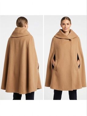 SOFIA CASHMERE Camel Wool Tan Cape Coat